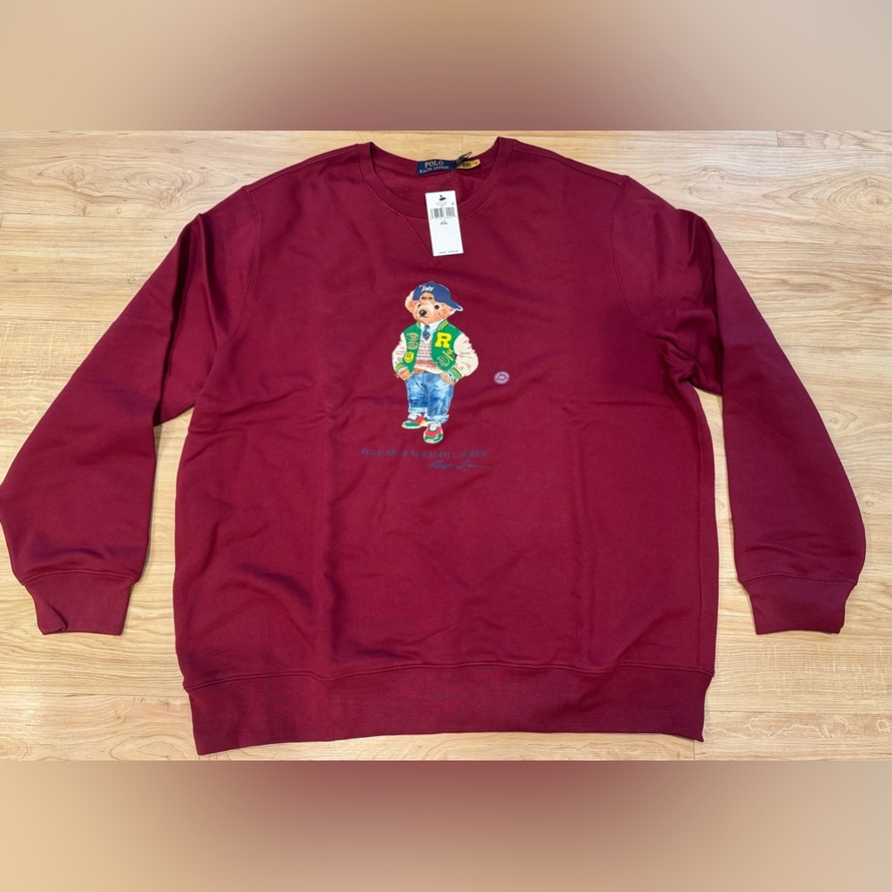 Polo Ralph Lauren Men’s Polo Bear Logo Fleece Sweatshirt Maroon NWT XXL